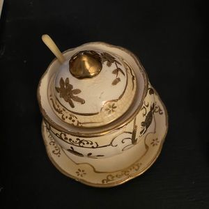 Vintage Hand painted Gold & White Floral Porcelain Bone China